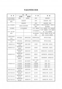 ​专业技术职称等级及名称（专业技术职称分类表）