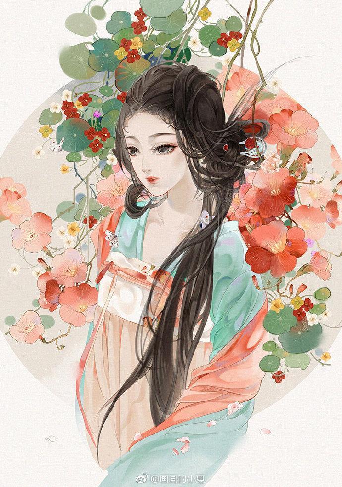 一组超美的古风美女手绘插画，真的太好看了！ 画师:画画的小夏