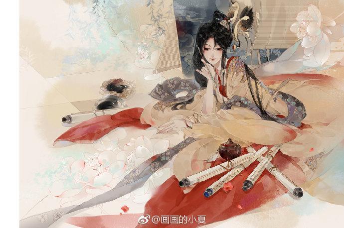 一组超美的古风美女手绘插画，真的太好看了！ 画师:画画的小夏