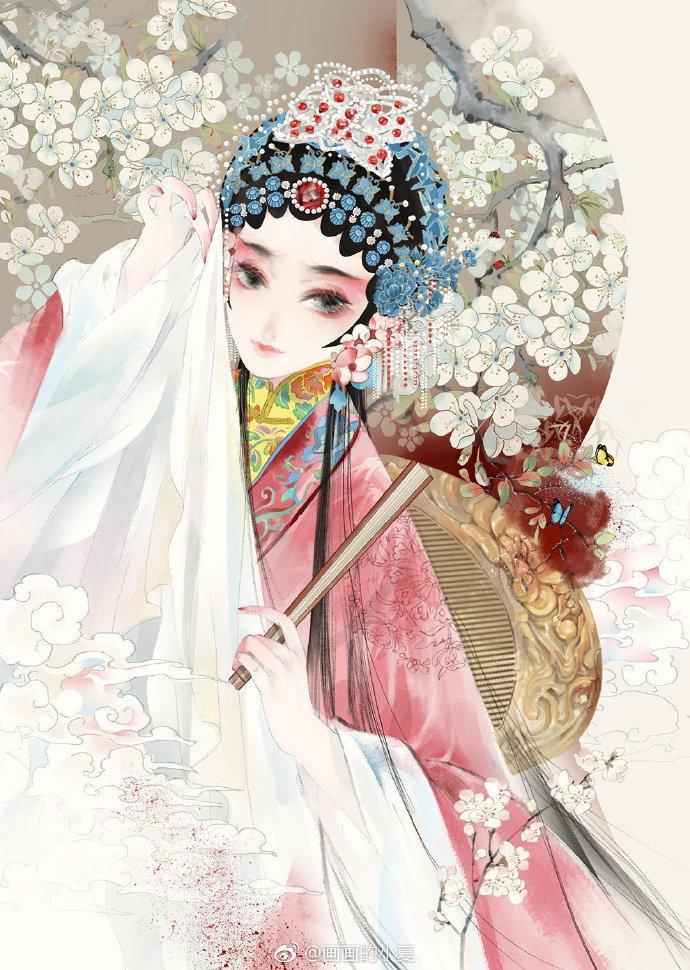 一组超美的古风美女手绘插画，真的太好看了！ 画师:画画的小夏